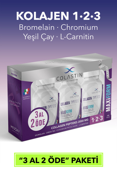 Colastin Maxiform Kolajen Tip 1 · 2 · 3 Güzellik Ve Form Bir Arada | 3 Al 2 Öde | 180 Tablet
