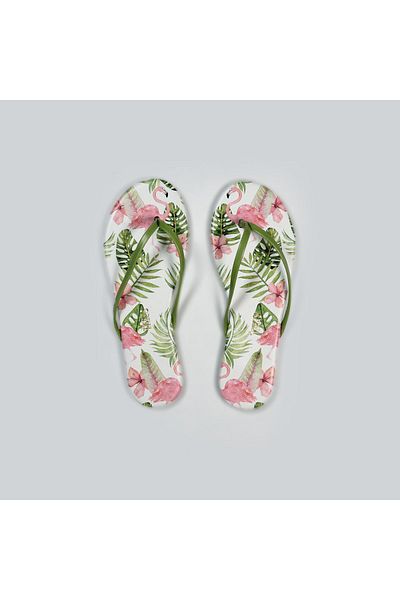 Tkees Tk-2223 - Multicolored Flamingo Patterned Classic Flip Flops