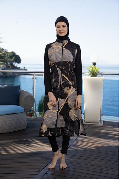 Estiva Full Covered Hijab Swimsuit with Zippered Scarf Bonnet