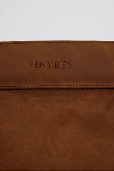 HEYBE'S Дамска чанта в кафяво - велурена чанта и портмоне
