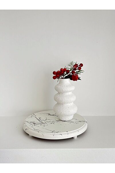 DEKORMED Decorative Black Marbroom Slipping White Foot Table-Pressayer