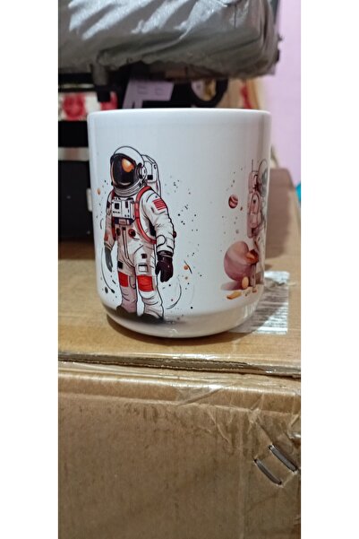 Astronot Desenli  Porselen Kupa