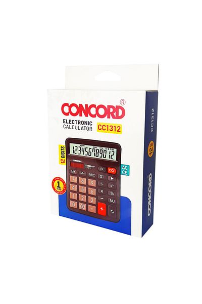 Concord آلة حاسبة إلكترونية CC1312 مكونة من 12 رقمًا مع طاقة مزدوجة