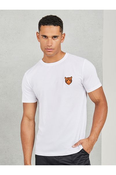 Styli Tiger Embroidered Cotton Rich Regular Fit T-Shirt