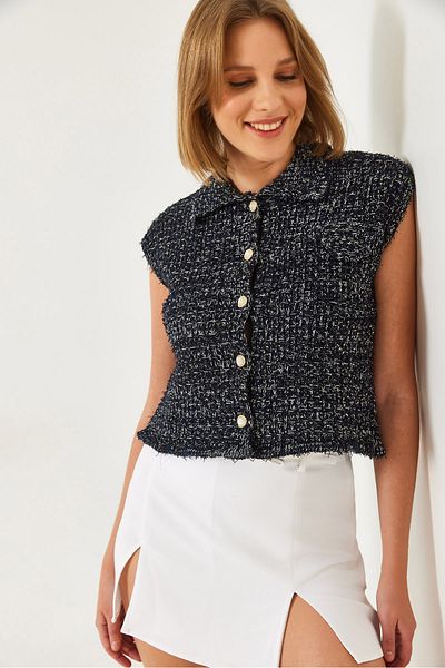 Bianco Lucci Marineblaue Strickweste für Damen 20246244
