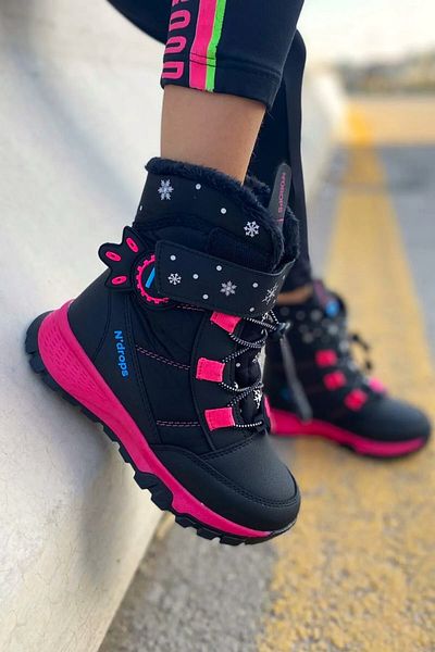 Zerenyus Αδιάβροχες παιδικές μπότες χιονιού με Velcro ανθεκτικές στο νερό και το κρύο