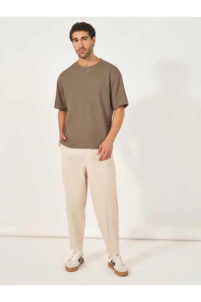 Styli Oversized Honeycomb Textured Knit T-Shirt