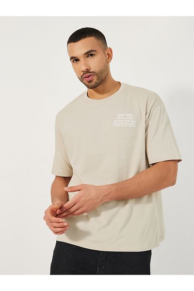 Styli Slogan Print Oversized Jersey T-Shirt