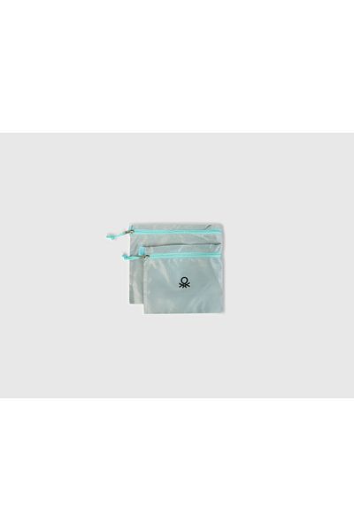 United Colors of Benetton Mini portofel unisex gri cu fermoar