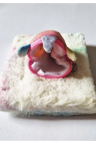 Modellino Zippered Pocket Furry Plush Rabbit Souvenir Memory Daily Notepad Dmn-Pls2 - 1 Piece with Shape Selection