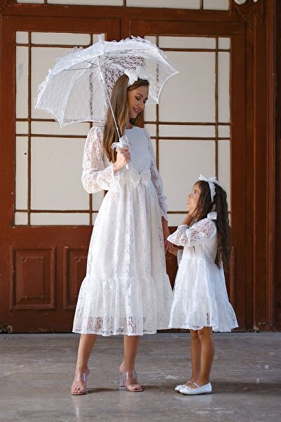 KÜÇÜĞÜM BUTİK Vintage Λευκή Δαντέλα Mother and Daughter Combination (ΜΟΝΟ ΠΩΛΕΙΤΑΙ)