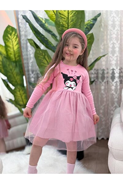 GÖKJOY BUTİK Tül Detayli Kiz Çocuk  Kuromi̇ Baskili Elbi̇se