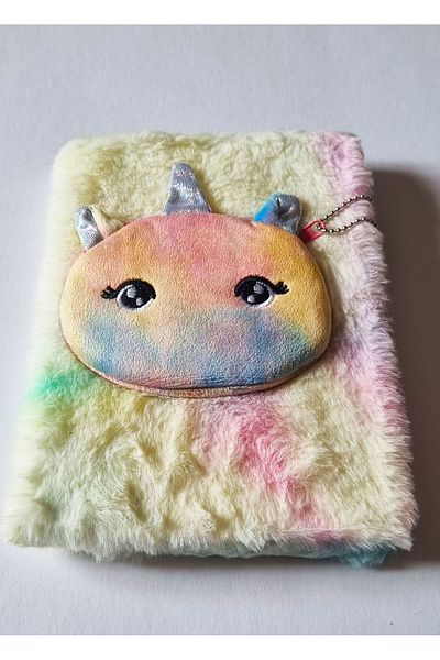 Modellino Zippered Pocket Furry Plush Rabbit Souvenir Memory Daily Notepad Dmn-Pls2 - 1 Piece with Shape Selection