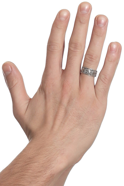 LABALABA Erkek Antik Gümüş Kaplama Ayarlanabilir Kanatlı Kartal Yüzük