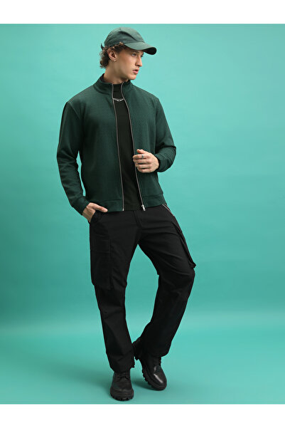 Highlander By Styli Geometric Print High Neck Full Zip Sweatshirt