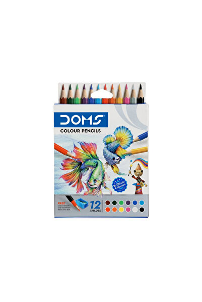 doms ألوان خشبية نصف حجم و عبوة صغيرة جدًا من 12 لونًا مع موسع واحد ومبراة مج...