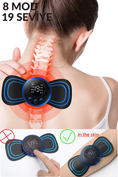 Uni zer 8 Mod ve 19 Yoğunluk Seviyeli Mini Kelebek Tens Masaj Cihazı Kas EMS ...