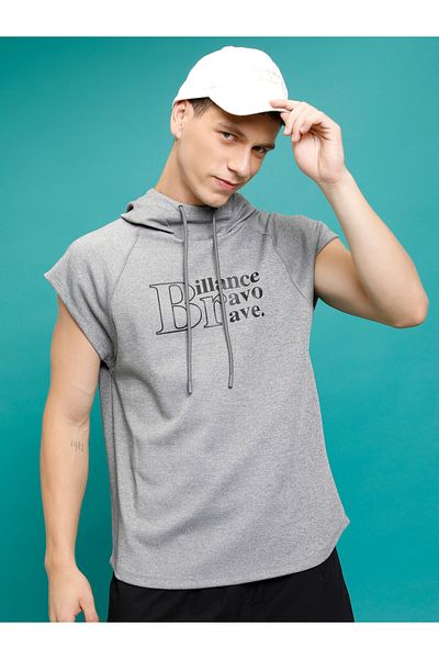 Highlander By Styli Slogan Print Cap Sleeves Hoodie