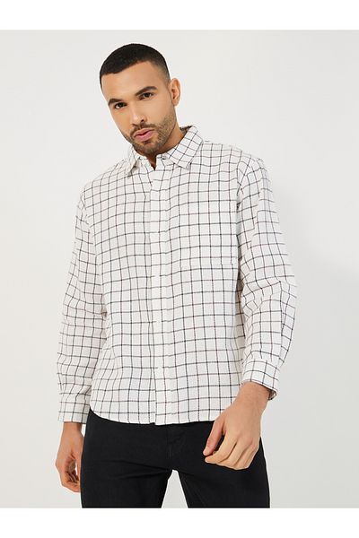 Styli Check Relaxed Fit Shirt with Chest Pocket