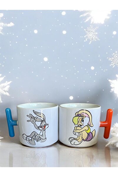 EyER Shoping Bugs Bunny 2'li Hediye Kupa Seti - Doğum Günü, Arkadaşa , Sevgil...