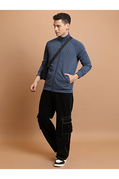 Highlander By Styli Textured Badge Detail Full Zip Sweatshirt