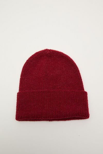 Manuka Rote gerippte Strickmütze