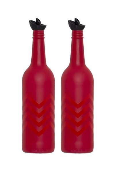 Herevin 0.75 Lt Matte Red Zigzag Patterned Double Oil Bowl