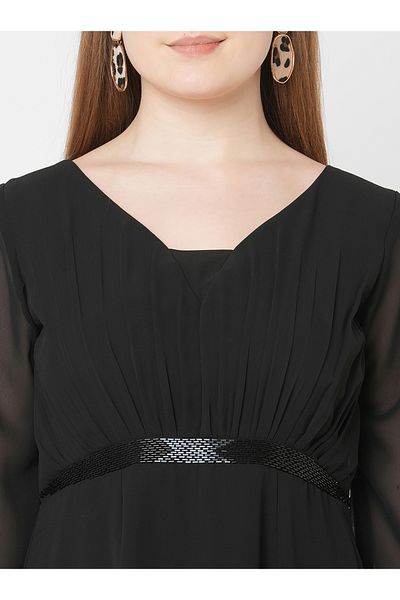 Mish By Styli Embellished Waistband Gathered Detail Maxi Dress
