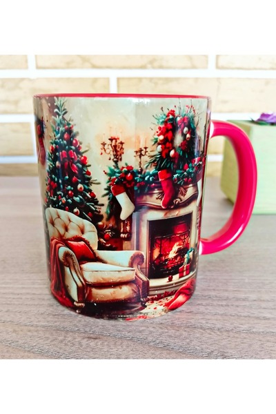 Mugs and love Yılbaşı gecesi vintage baskı büyük boy porselen kupa