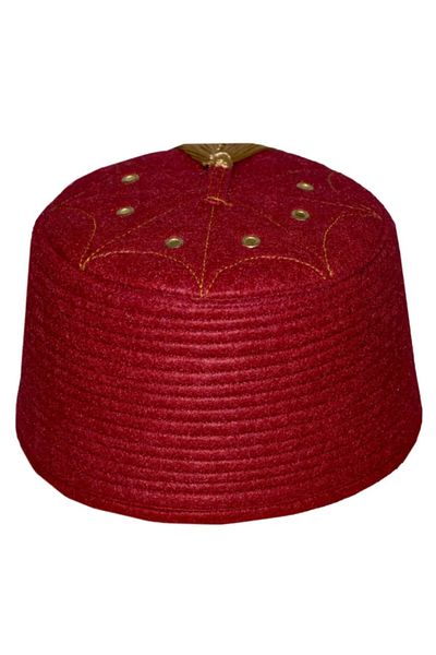 şahinbak Burgundy Felt Fes,Felt Fes,Burgundy Skullcap,Burgundy Fes,Tassel Fes,Takka,Cubbe,T0039