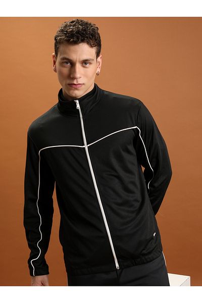 Highlander By Styli Contrast Piping Detail Front Zip Jacket