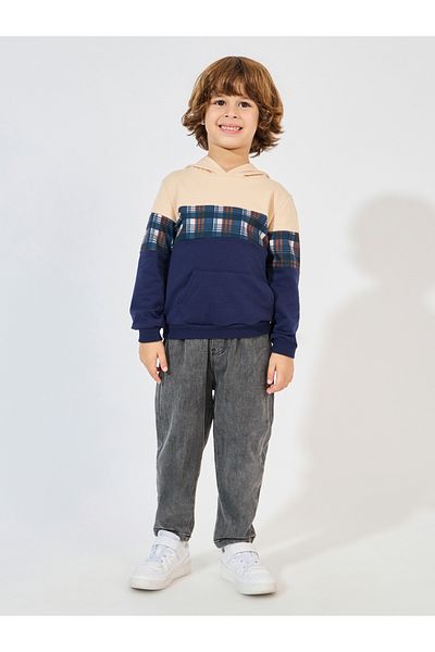 Styli Contrast Plaid Lightweight Hoodie