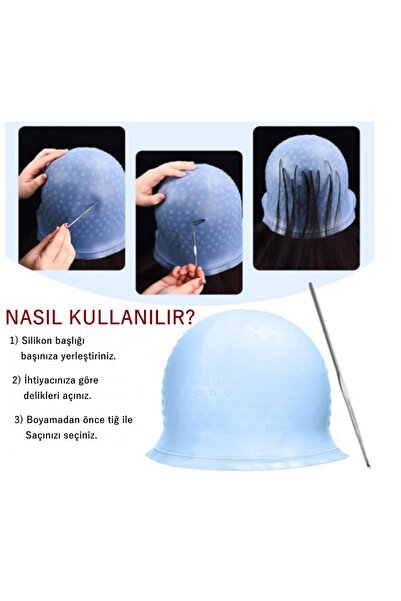 gaman Silikon Saç Boyama Bonesi Delikli Röfle Bonesi - Tiğ Hediyeli Rengarenk...