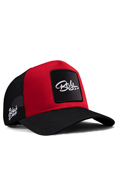 BlackBörk V1 Trucker Boss - 4 Kod Logolu Unisex Siyah Siperli - Kırmızı - Siy...
