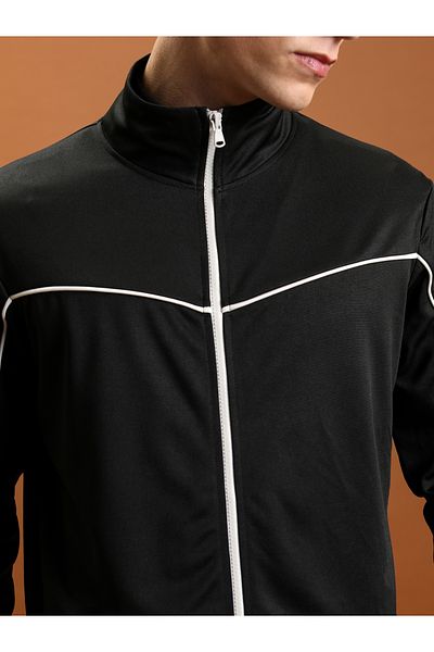 Highlander By Styli Contrast Piping Detail Front Zip Jacket