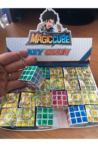 Magic Cube Keychain Mother of Pearl Plated Easy Rotating 3*3 Intelligence Cube Mature (Set of 2)