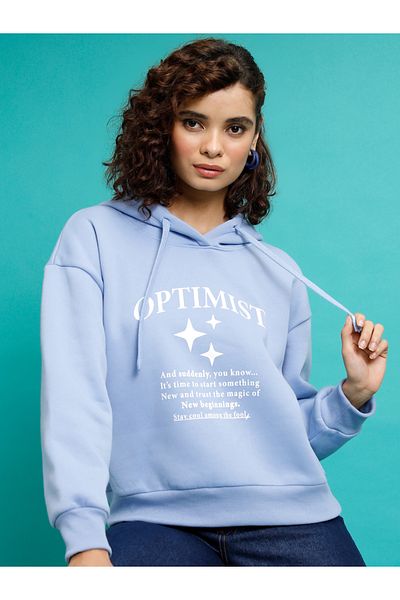 Tokyo Talkies By Styli Slogan Print Dropped Shoulder Hoodie