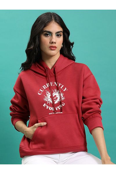 Tokyo Talkies By Styli Regular Fit Printed Hooded Sweatshirt