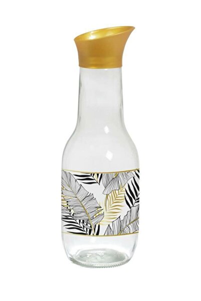 Herevin 1 Lt Altın Yaprak Desenli Karaf Su Şişesi
