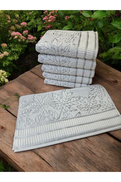 ŞENER HOME Prosop de mână de bucătărie din catifea brodat 6' 30x50cm Argümentelik (argintiu)