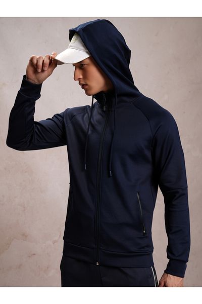 Highlander By Styli Solid Raglan Sleeves Full Zip Hoodie