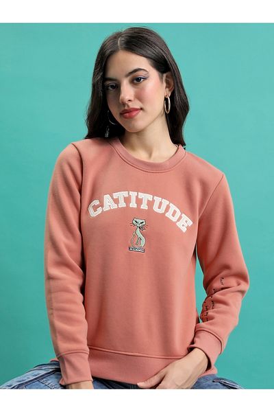 Tokyo Talkies By Styli Embroidered Round Neck Sweatshirt with Long Sleeves