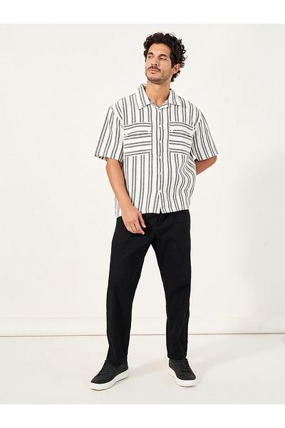 Styli Oversized Striped Short Sleeves Shirt