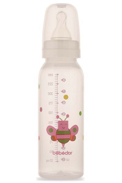 Bebedor Pink Patterned Pp Baby Bottle 250ml - Code:24302