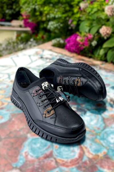 kismet kundura The Dortex CD0115 Kadın Hakiki Deri Tam Ortopedik Sterçli İşlemeli Topuksuz Rahat Anne Ayakkabısı