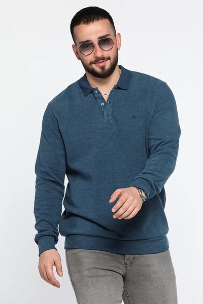 MİSHAR İTALİA Ανδρικό φούτερ με γιακά Indigo Shirt
