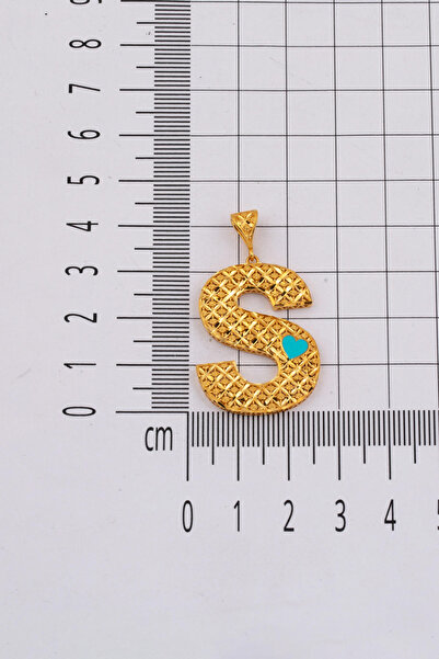 Bilezikci S Harfi Kalp Mineli 22 Ayar Altın Kolye