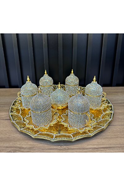 ZEKİ HEDİYELİK Taşlı fincan takımı oval