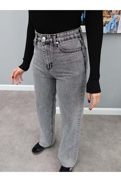 ESRAHELVACI Pantaloni Jean gri cu picioare late