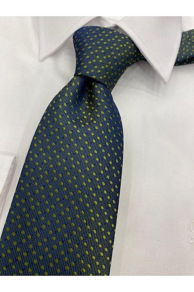 Cacharel WOVEN PATTERNED NAVY GREEN TIE